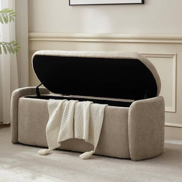Wu Dtimber Fabric Storage Bench for Bedroom, Living Room & Entryway Multipurpose Shoe Bench Solid Wood Settee