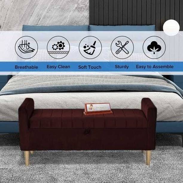 TFS Classic Chusion Velvet Fabric Settee/Sofa for Bedroom/Livingroom 2 setter Solid Wood Settee