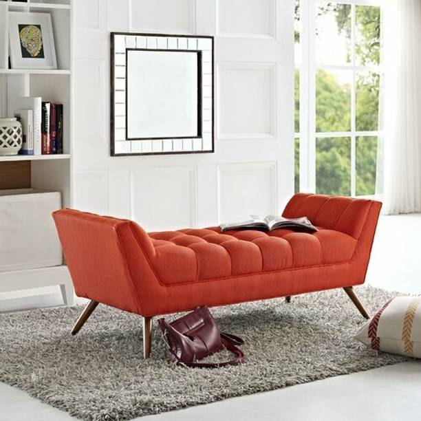 TFS Luxurious Bench With Armrest Tufted Cushion Work Solid Wood Settee