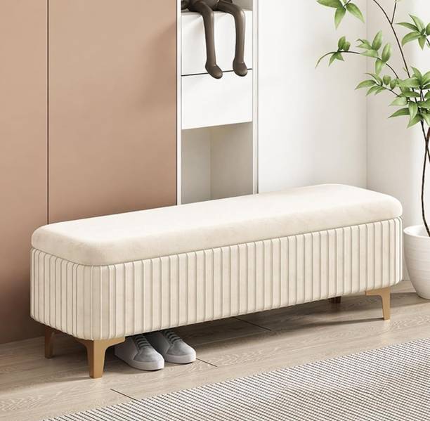 Wu Dtimber Upholstered Seating Bench with Hidden Storage Modern Bedroom Living Room Bench Engineered Wood Settee