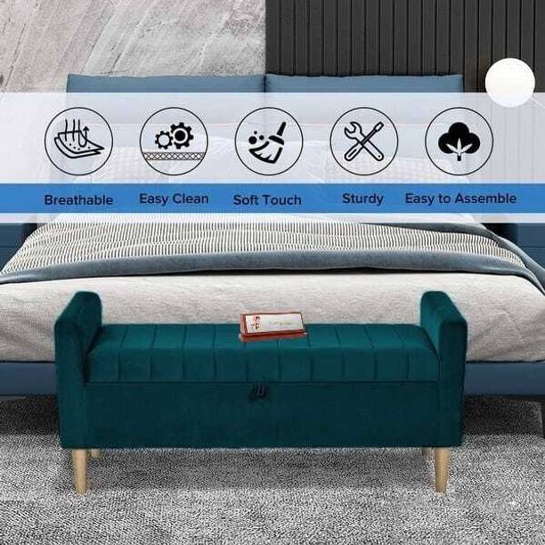 TFS Classic Chusion Velvet Fabric Settee/Sofa for Bedroom/Livingroom 2 setter Solid Wood Settee