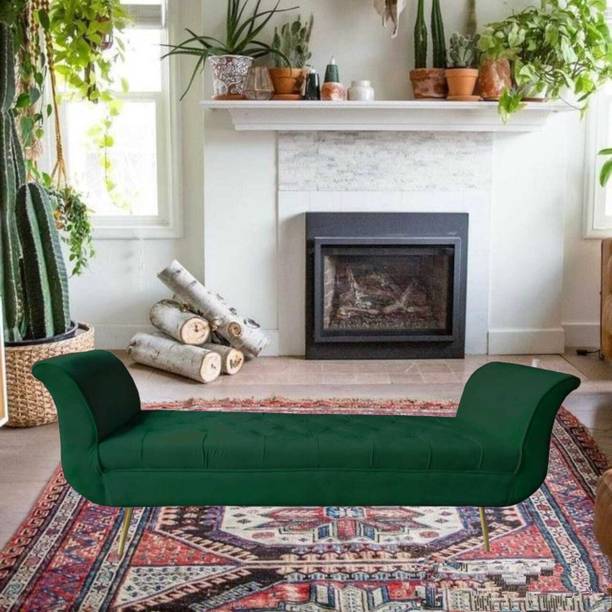TFS Luxury Cordelia Bench tufted button velvet fabric 2 seater Solid Wood Settee
