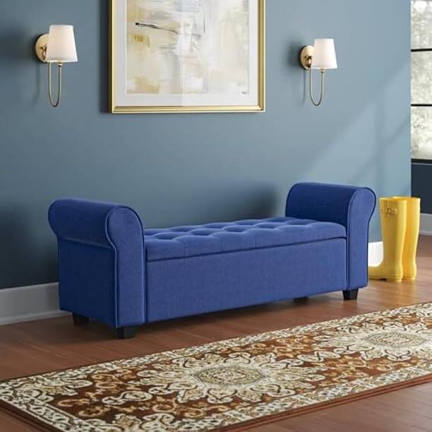 MAJESTIC MART Sofa Ottoman 2 Seater Chaise Lounger Pouffe for LivingRoom/Bedroom/Office Solid Wood Settee