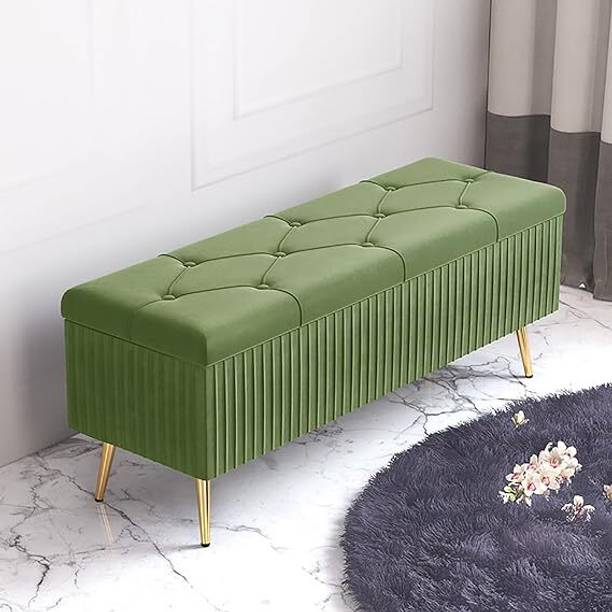 MAJESTIC MART Modern Velvet Storage Bench 2 Seater Sofa Settee For Living Room/Bedroom/Office Solid Wood Settee