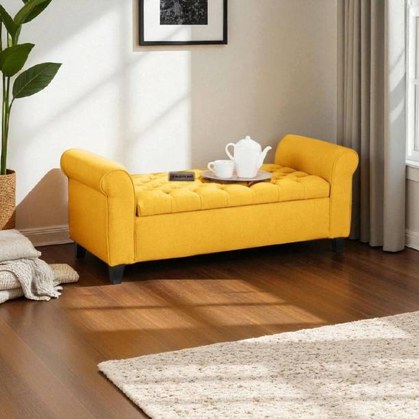 MAJESTIC MART Luxurious 2 Seater Sofa Ottoman Bench - Ideal for Your Home/Livingroom Or Office Solid Wood Settee