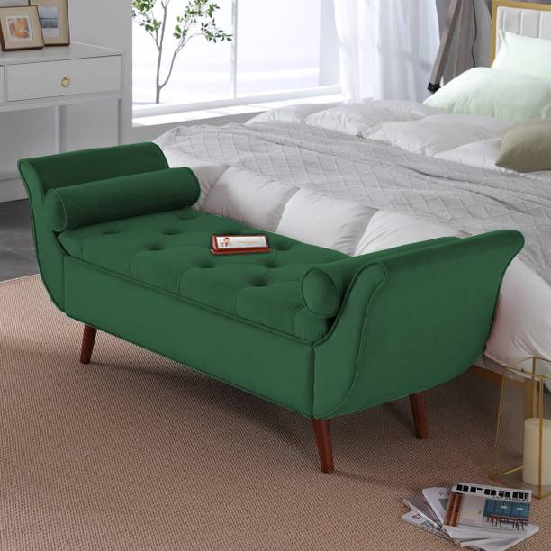 TFS Luxurious Velvet Fabric Settee/Sofa with Storage Box For Bedroom, Living room Solid Wood Settee