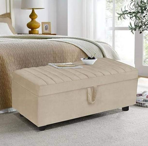 MAJESTIC MART Ottoman Velvet Storage Bench 2 Seater Sofa Bench with Storage for Living Room Solid Wood Settee