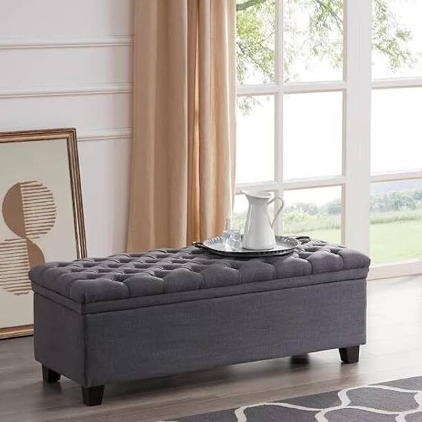 FRIENDS LIFE CLASSIC LIVING TUFTED CUSION DESIGN 3 SEATER BENCH/OTTOMAN/ SOFA FOR HOME Solid Wood Diwan