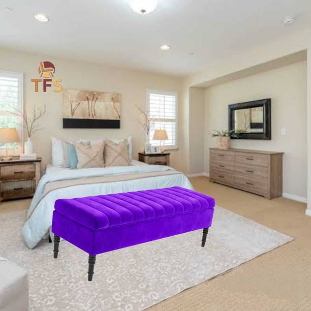 TFS Velvet fabric bench/settee with storage box for bedroom/Living room 2 Seater Solid Wood Settee