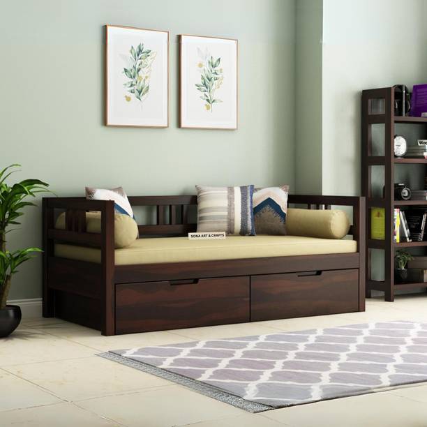 SONA ART & CRAFTS Sheesham Wood Sofa Cum Diwan | Wooden 3 Seater Sofa Solid Wood Diwan