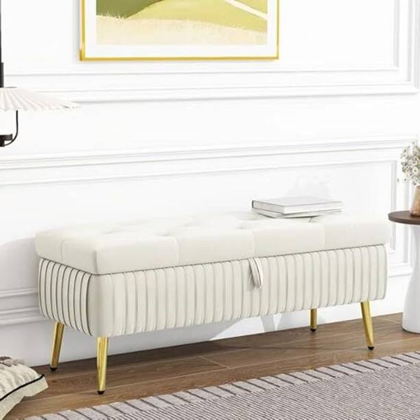 MAJESTIC MART Modern Velvet Fabric Ottoman Bench Couch with storage for Room & Office - Solid Wood Settee