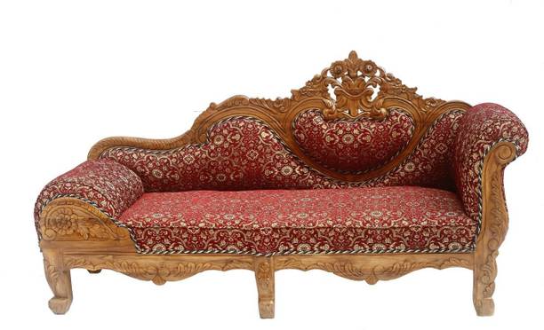 W.S.HANDICRAFTS Teak (Sagun) Wood 3 Seater Diwan Sofa Set with Cushion for Living Room | Brown Solid Wood Diwan (Finish Color - Honey Brown Finish) Solid Wood Diwan