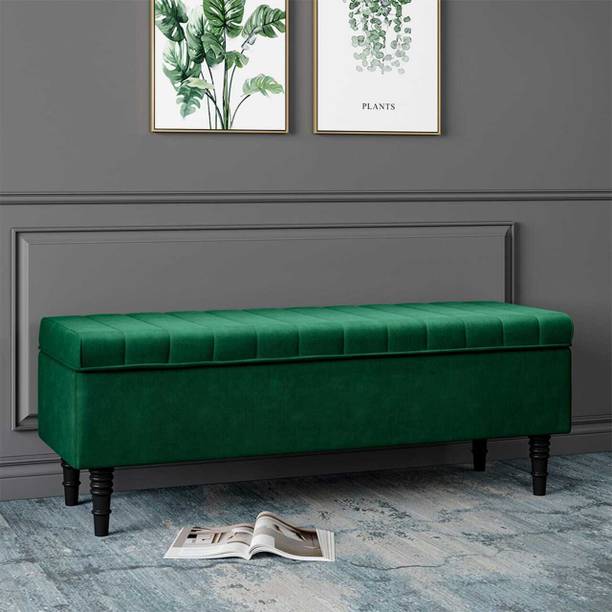 TFS Luxury Velvet fabric bench/settee with storage box for bedroom/Living room Solid Wood Settee