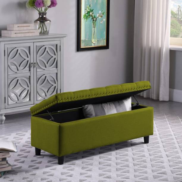 CRUZ INTERNATIONAL Premium Wooden Fabric Ottoman Bench for Seating & Storage Solid Wood Settee