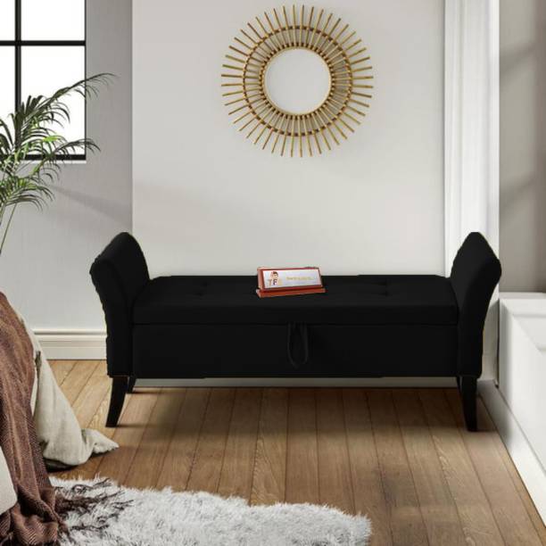 TFS Soft Velvet Fabric 3 Seater Sofa/Bench with Box for Home/Office Solid Wood Settee