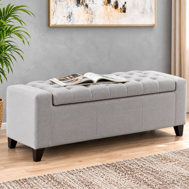 DMKDecor Lounge Box Handle Storage Ottoman Bench Fabric Diwan