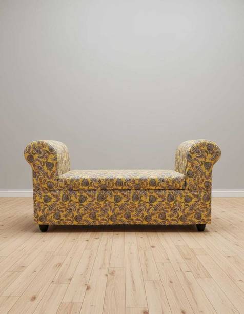 Worldwood 2 Seater Rajasthani Block Printed Diwan Sofa Sette Couch for With Storage Solid Wood Settee