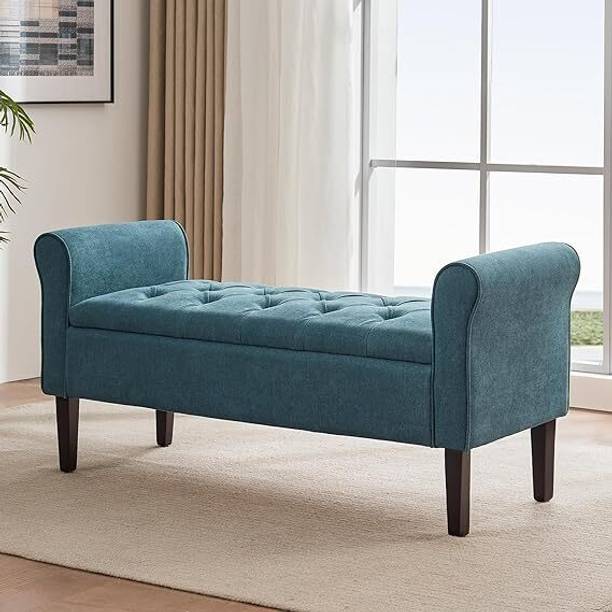 MAJESTIC MART Upholstered Flip Top Storage Armrest Bench 2 Seater Sofa For Livingroom Bedroom Solid Wood Settee