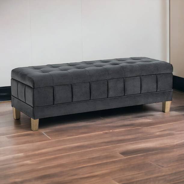 CRUZ INTERNATIONAL Velvet Fabric Ottoman Bench Couch with storage for Room & Office Solid Wood Settee