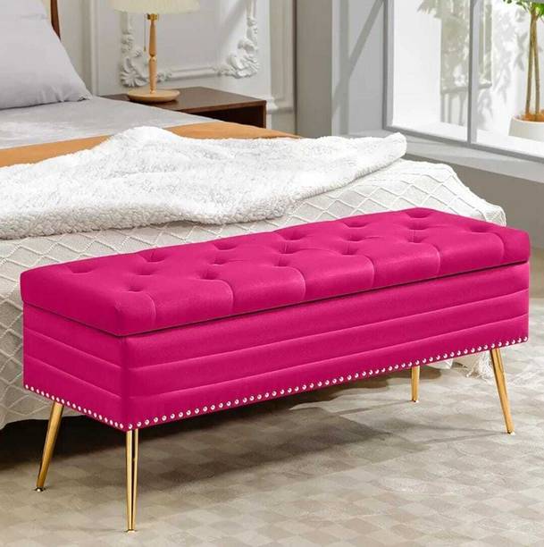 TFS Nail-head Velvet Fabric Tufted 3 seater Bench/Sofa for Bedroom/Living-room Solid Wood Settee
