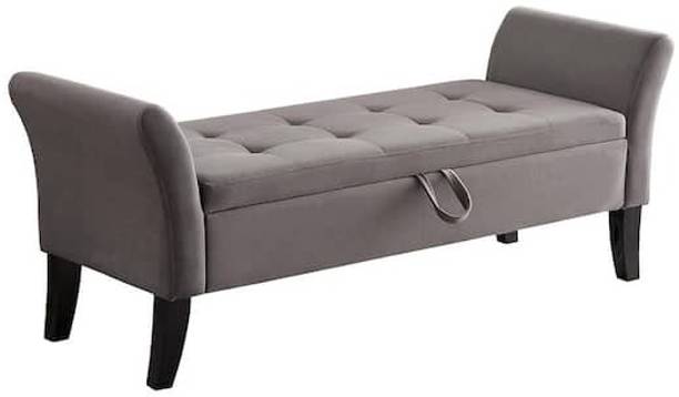 TFS Premium Velvet Upholstered Storage 2 Seater Settee for Bedroom|Livingroom|Office Solid Wood Settee