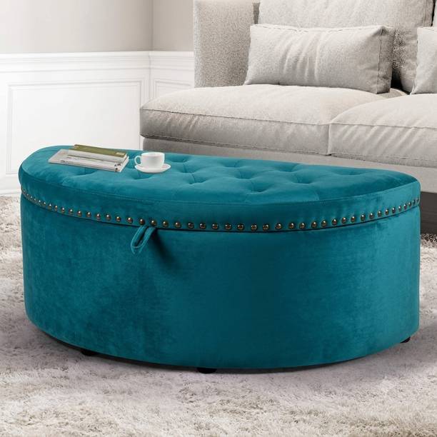 Wu Dtimber Luxury Velvet Oval Storage Ottoman Bench with Tufted Seat Foam Settee