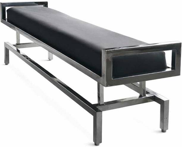 METALIQUE Modern Stainless Steel Bench with Grey Cushion Metal Settee