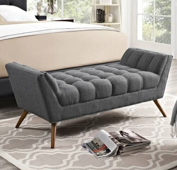 INAYA HOUSE Premium wooden Velvet fabric bench for bedroom/Living room/Office Solid Wood Settee