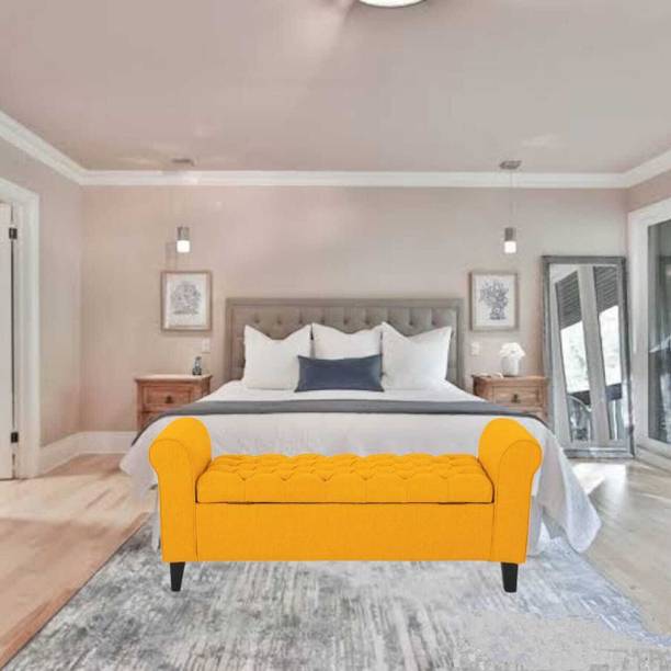 TFS Rolled Arm Tufted Settee with Storage Box 2 setter For Bedroom/Livingroom Solid Wood Settee