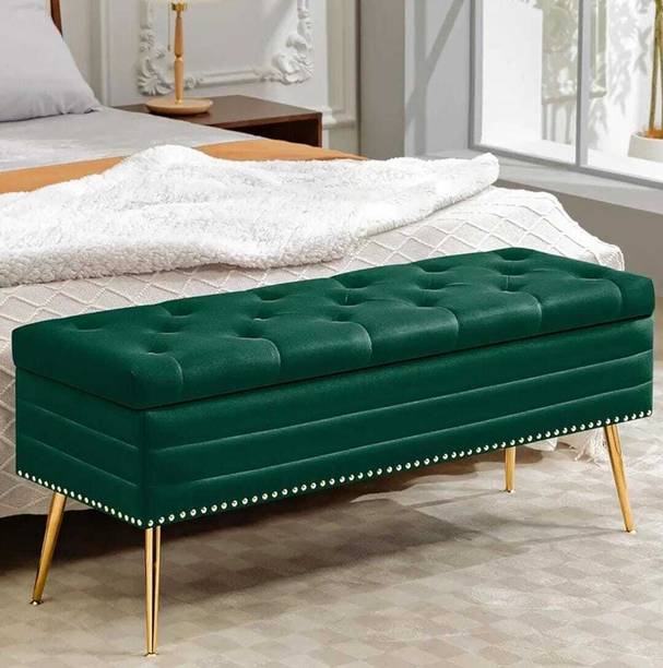 TFS Nail-head Velvet Fabric Tufted 2 seater Bench/Sofa for Bedroom/Living-room Solid Wood Settee