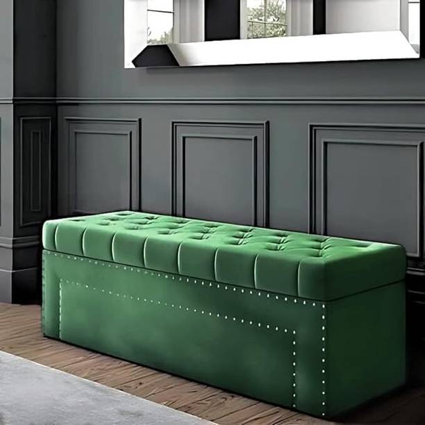 Wu Dtimber Upholstered Foldable Storage Box End of Bed Bench Living Room & Bedroom Seating Solid Wood Settee