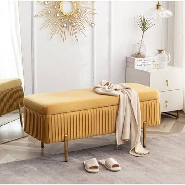 FRIENDS LIFE CLASSIC LIVING TUFTED CUSION DESIGN 3 SEATER BENCH/OTTOMAN/ SOFA FOR HOME Solid Wood Diwan