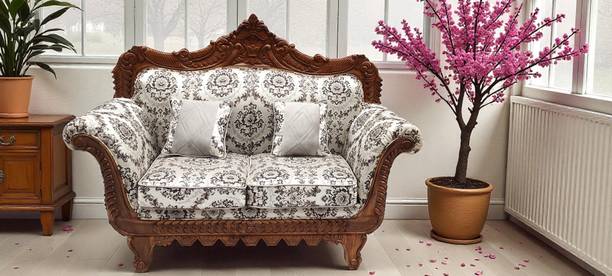 Wood Master Sre Wood Master Sre Teak Wood Sofa Set with Cushion for Living Room 2 Seater Sofa Solid Wood Settee