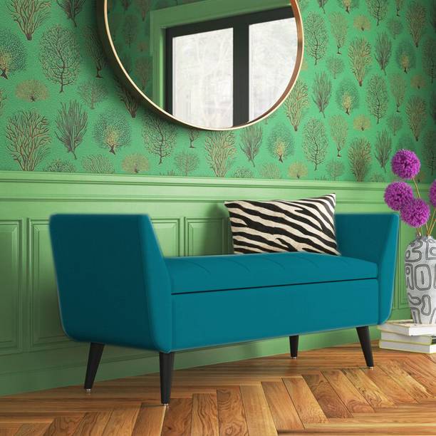 TFS Leon Velvet Fully upholstered Bench with Storage Box For Bedroom/Livingroom Solid Wood Settee
