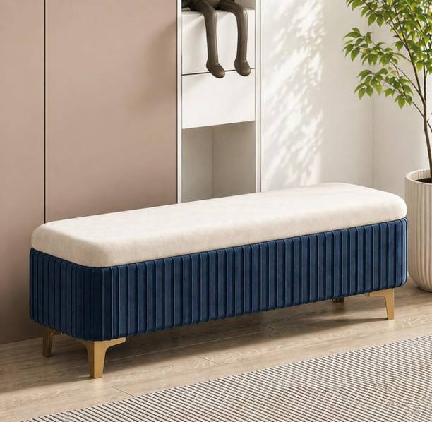 Wu Dtimber Upholstered Seating Bench with Hidden Storage Modern Bedroom Living Room Bench Engineered Wood Settee