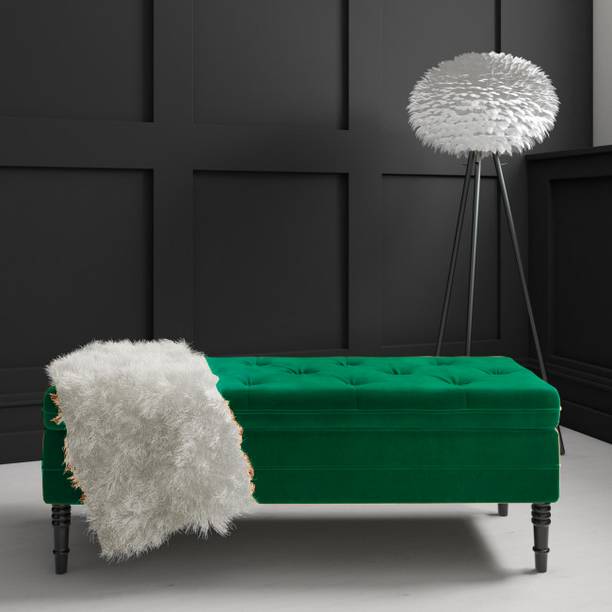 TFS Flip-Top Tufted Button Bench Settee with Storage Box For Bedroom/Office 2 seater Solid Wood Settee