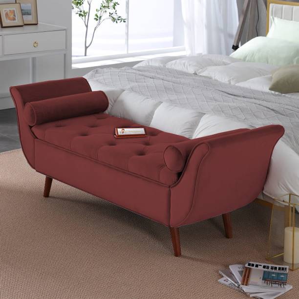 TFS Luxurious Velvet Fabric Settee/Sofa with Storage Box For Bedroom, Living room Solid Wood Settee