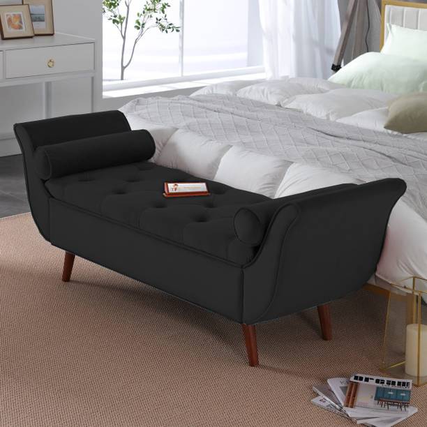 TFS Luxurious Velvet Fabric Settee/Sofa with Storage Box For Bedroom, Living room Solid Wood Settee