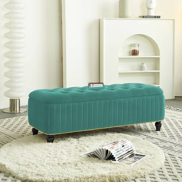 TFS Luxury Button & Lining Tufted Cushion Design Storage Box Ottoman /Sofa For Home Solid Wood Settee