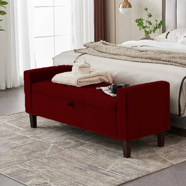 TFS Royal Premium Velvet Fabric Tufted Sofa/Bench 2 Seater for Bedroom/Livingroom Solid Wood Settee