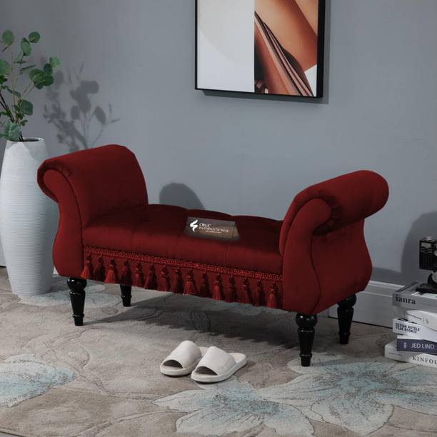 CRUZ INTERNATIONAL Multipurpose Fabric Wood Bench for Living Room and Balcony Solid Wood Settee