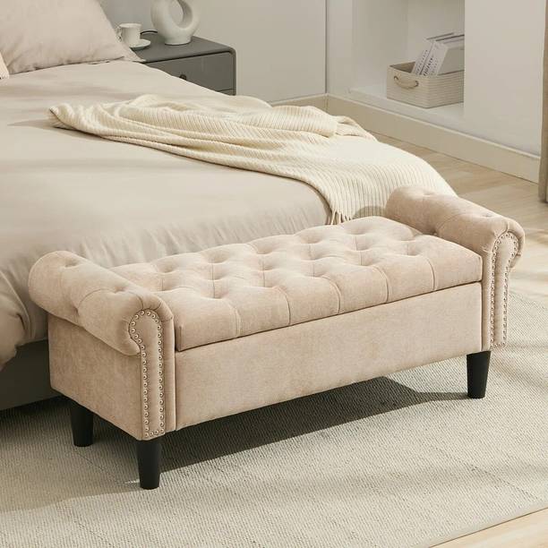 FRIENDS LIFE CLASSIC LIVING TUFTED CUSION DESIGN 3 SEATER BENCH/OTTOMAN/ SOFA FOR HOME Solid Wood Diwan