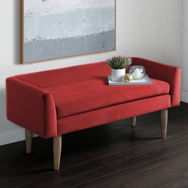TFS Luxurious Velvet Bench With Back and Armrest for Bedroom/Living room 2 seater Solid Wood Settee