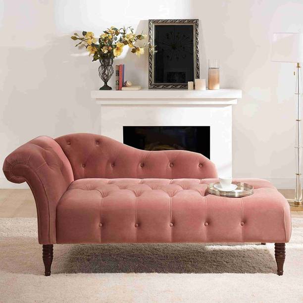 India wood mart Chesterfield-style chaise longue/couch sofa armchair chaise lounger sofa Pink Engineered Wood Diwan