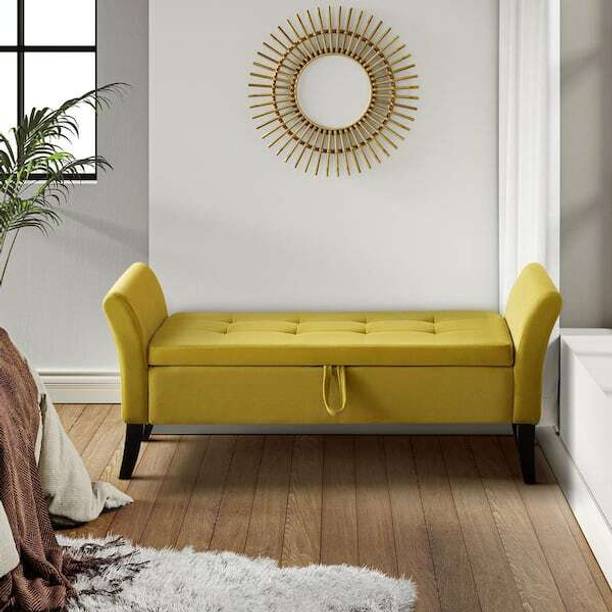 TFS Soft Velvet Fabric 2 Seater Sofa/Bench with Box for Home/Office Solid Wood Settee