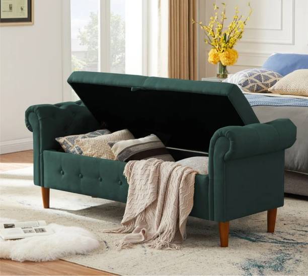 TFS Designer Bench Settee with Storage Box For Living Room/Bedroom/Office Solid Wood Settee