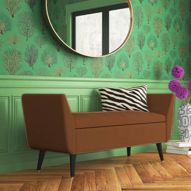 TFS Leon Velvet Fully upholstered Bench with Storage Box For Bedroom/Livingroom Solid Wood Settee