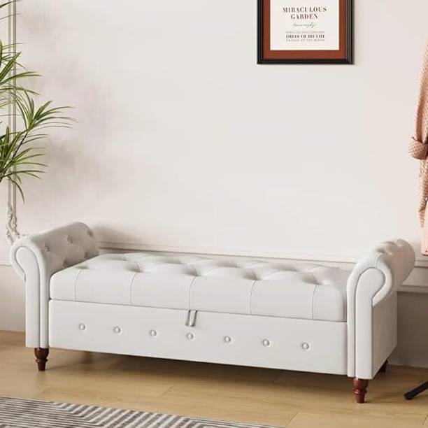 FRIENDS LIFE CLASSIC LIVING TUFTED CUSION DESIGN 3 SEATER BENCH/OTTOMAN/ SOFA FOR HOME Solid Wood Diwan