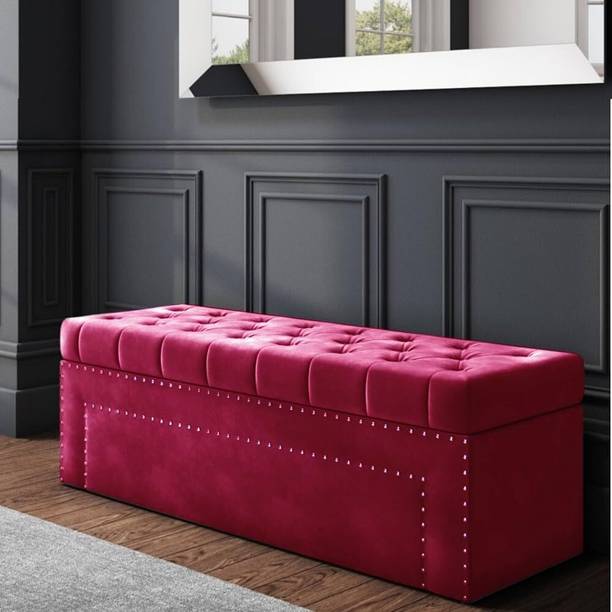 Wu Dtimber Upholstered Foldable Storage Box End of Bed Bench Living Room & Bedroom Seating Solid Wood Settee