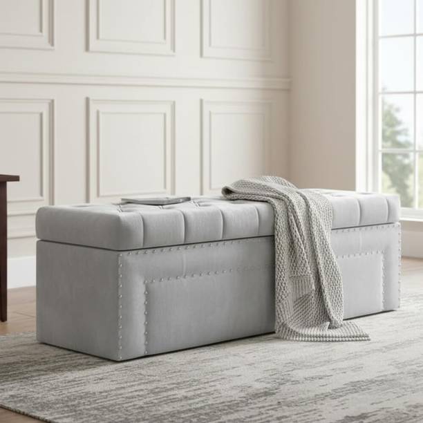 Wu Dtimber Upholstered Foldable Storage Box End of Bed Bench Living Room & Bedroom Seating Solid Wood Settee